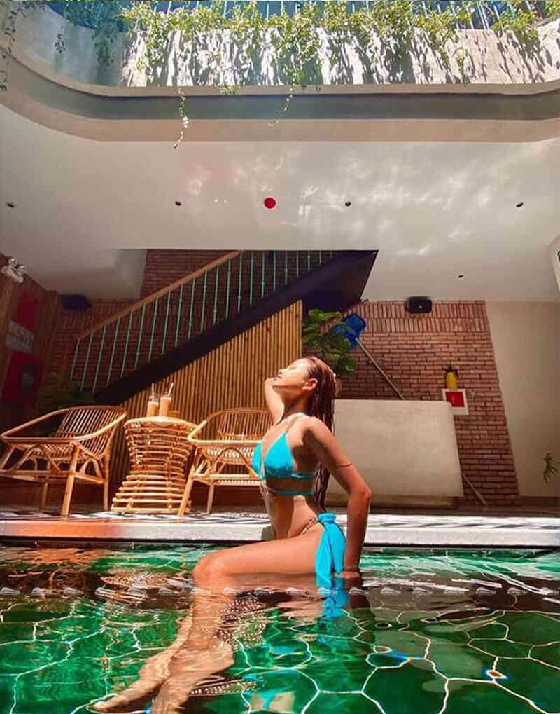 relax in trendy indoor pool