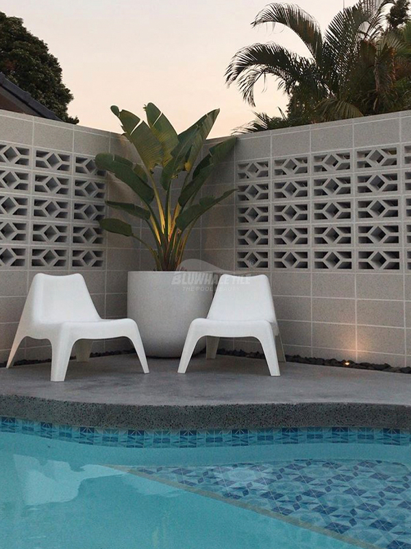 home-style pool design with triangle tile