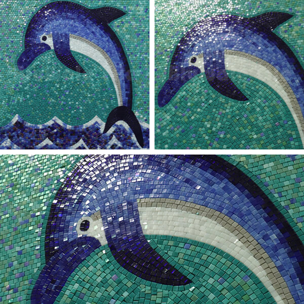 dolphin mosaic art for swimming pool project