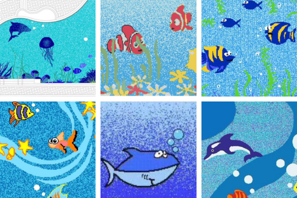 swimming pool sea animals mosaic art