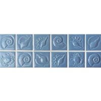 Bleu, coquille, modèle, BCKB702-Carreaux de bordure, Carreaux de carreaux de céramique, Carreaux de bordure décoratifs, Carreaux de bordure pour mur de cuisine