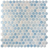 Hexágono Azul Mix BCZ007-Azulejo de mosaico, Azulejos de piscina, Azulejo de mosaico de hexágono de porcelana