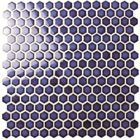 Hexágono Azul Escuro BCZ606-Azulejo de mosaico, Mosaico cerâmico, Azulejo hexagonal, Azulejo hexagonal de porcelana
