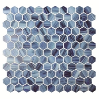 Hexagon Cloudy Blue BGZ021-Pool Mosaic, Glass mosaic tile, Hexagon mosaics 