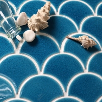 Frozen Fan Shape Crackle BCZ611-Azulejo de mosaico, mosaico de cerâmica Crackle, telha de bilhar Crackle Ceramic, azulejos de piscina