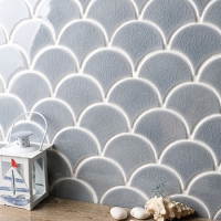 Frozen Fan Shape Crackle BCZ304-Azulejo mosaico, fornecedores de azulejos para piscinas, mosaicos de piscina