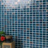 Luxury Blue Mix Gold Line BGZ009-Mosaic tile, Glass mosaic, Pool glass mosaic tile, China Melting glass mosaic tile 