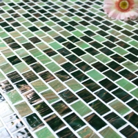 Línea de oro verde de lujo BGZ018-Mosaico de mosaico, Mosaico de vidrio, Mosaico de vidrio verde, Mosaico de mosaico caliente de China
