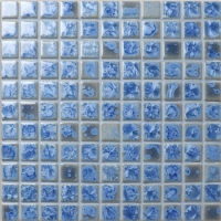 Fambe Blossom BCI908-Mosaico cerâmico, Azulejo de mosaico cerâmico, Azulejo de piscina de cerâmica azul