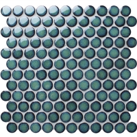 Verde oscuro BCZ923A-Penny round mosaic, Penny round mosaic tiles, Ceramic penny round mosaic