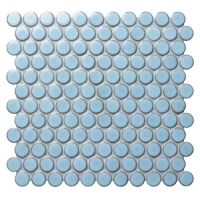 Blithe Blue BCZ925A-Patrones de mosaico redondo, baldosas de mosaico redondo Penny, azulejos de baño mosaico redondo
