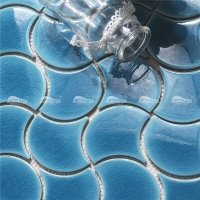 Forma de ventilador congelado Crackle BCZ611-B-diseños de mosaico de la piscina, baldosas de porcelana a escala de pescado, azulejos de la piscina