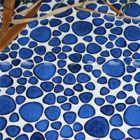 Blue Pebble BCZ609B1-pebble mosaic tile shower floor, blue pebble mosaic bathroom tiles, mini pebble mosaic tile