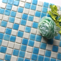 Mélange bleu Blanc NU1511-salle de bains en mosaïque de verre, carreaux de mosaïque bon marché, carreaux de mosaïque irisés