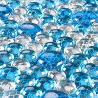 Iridescent Glass Tile GZOF1003-glass pebble pool tile, blue glass tile pebble, iridescent pebble glass mosaic tile mix blue