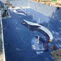Animal Series Pool Art-mosaic art work, mosaic mural dolphin, pool art suppliers