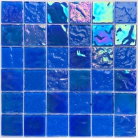 48x48mm Square Crystal Glass Iridescent Blue GKOL1602-glass pool tiles,blue swimming pool tiles,blue glass tile for pool,swimming pool tile manufacturer