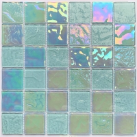 48x48mm Square Crystal Glass Iridescent Aqua Green GKOL1604-glass pool tiles,iridescent pool tiles,swimming pool tile price