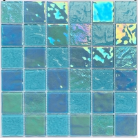 48x48mm Square Crystal Glass Iridescent Lake Blue GKOL1607-tile for swimming pool,2x2 glass pool tile,pool tiles sale