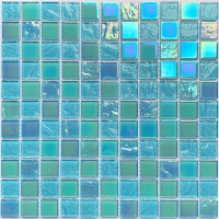 25x25mm Square Crystal Glass Iridescent Lake Blue GIOL1608-swimming pool mosaics,glass pool mosaic tiles,pool mosaic for sale