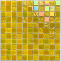 25x25mm Square Crystal Glass Iridescent Lemon Yellow GIOL1501-pool glass tiles,glass tile for swimming pool,swimming pool mosaic tiles suppliers