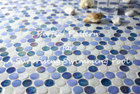POOL Day: Selecting the Perfect Pattern for A Surprising Swimming Pool-Pool tiles, Pool mosaic, Penny round mosaic tile, Glazed hexagon mosaic tile, Hot melt glass mosaic