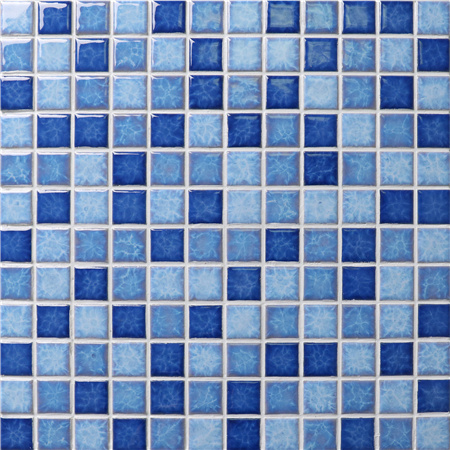 23x23mm Blossom Surface Square Glossy Porcelain Mixed Blue BCH002,Mosaic tiles, Ceramic mosaic, Pool mosaic, Pool tile wholesale