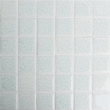 48x48mm Heavy Ice Crackle Surface Square Glossy Porcelain White BCK203,Mosaic tiles, Ceramic mosaic, White swimming pool tiles