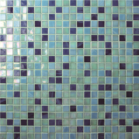 Jade Iridescent Blue BGC002,Mosaic tile, Custom glass mosaic pools, Blue glass mosaic pool tile