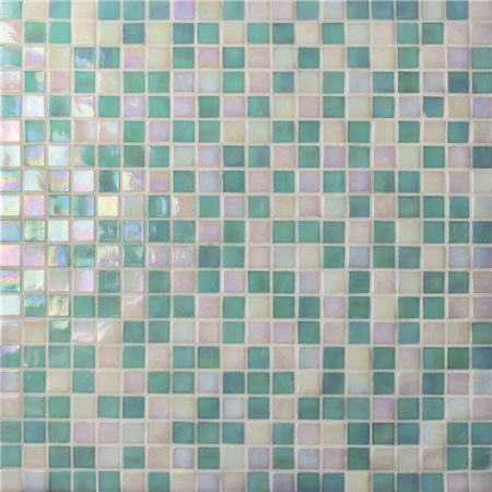 Jade Iridescent Green BGC011,Mosaic tile, Glass mosaic, Glass mosaic tile sheets, Glass mosaic pool tile