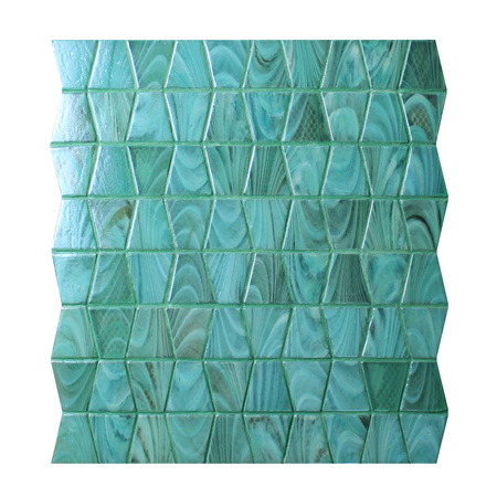 Trapezium Matte Hot Melt Glass Iridescent Green BGZ006,Pool tile, Pool mosaic, Green glass mosaic tile, Anti-slip swimming pool mosaic tile