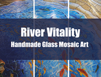 River Vitality: Handmade Glass Mosaic Art Makes A Life-Like Wall Decor-Glass mosaic art, Colorful glass mosaic art, Glass mosaic tile wall art