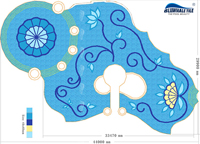 Projeto piscina: padrão personalizado exclusivo na parte inferior da piscina-piscina do hotel, design de piscina, azulejo sinuoso da piscina de porcelana, azulejos da piscina