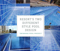 Projeto piscina: Resort's Two Different Style Pool Design-azulejo sinuoso da piscina, fornecedores de azulejos de piscina, projeto de design de piscina