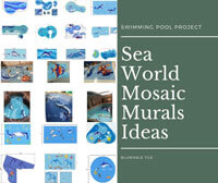 Projetos da piscina: Idéias das pinturas murais do mosaico do mundo do mar-projetos da piscina, mosaico da piscina do golfinho, telhas do mosaico da piscina, arte do mosaico da piscina
