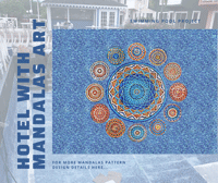 Projeto piscina: Piscina vintage hotel com mandalas mosaico arte-
