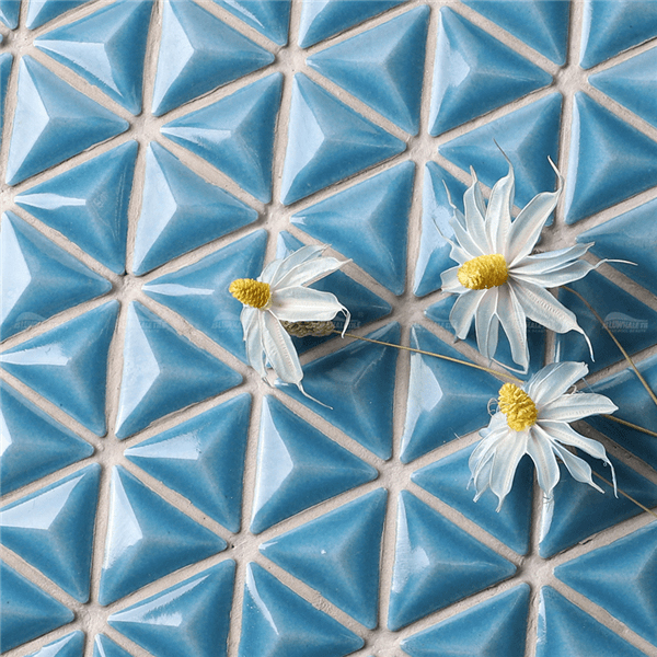 Mini estrella convexa ZOB1608,triángulo azulejo de pared, suministros de azulejos de la piscina, ideas de mosaico de baño