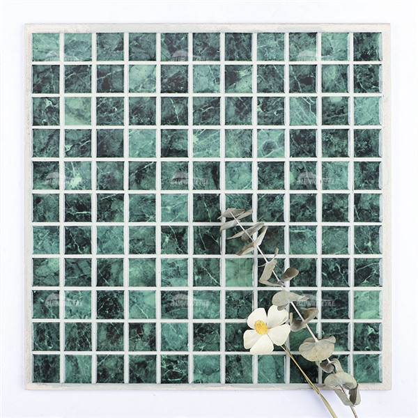 25x25mm Square Porcelain Marble Look Ink-Jet IGF8701,pool tile wholesale, marble pattern pool mosaic tile, green stone porcelain mosaic