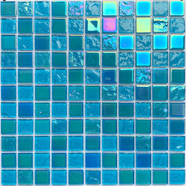 25x25mm Square Crystal Glass Iridescent Blue GIOL1607,swimming pool mosaic,glass tiles for swimming pool,mosaic tiles for swimming pool price