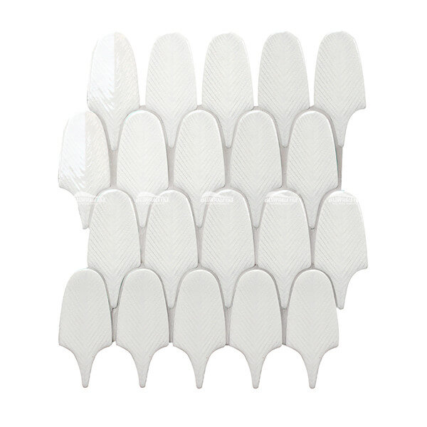 Plumage blanc BCZ201S,tuile blanche de plume, tuiles de mur faites à la main, salle de bains blanche de mosaïque