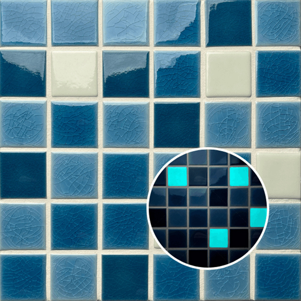 48*48mm Square Porcelain Glow in the Dark Blue KOH6007,swimming pool tiles, glow pool tiles, glow in the dark mosaic tiles