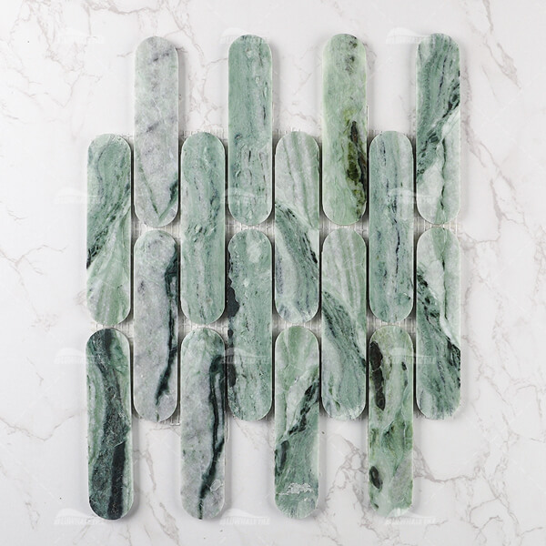 Oval Polished Natural Stone Marble Ming Green ZOJ5702,marble mosaic tile, green marble mosaic, marble mosaic supplies