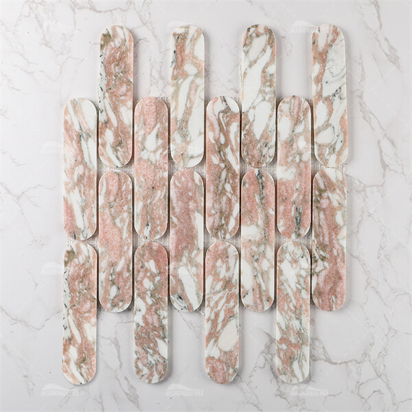 Oval Polished Natural Stone Marble Rose Norwegian Pink ZOJ5403,marble mosiac tiles, natural stone mosaic tile, marble tile suppliers