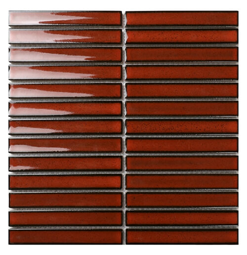 Vermillion strip porcelain stack bond mosaic tile BCZ404Z.jpg