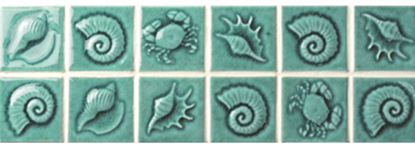pool waterline tiles Green Seashell Pattern BCKB701.jpg