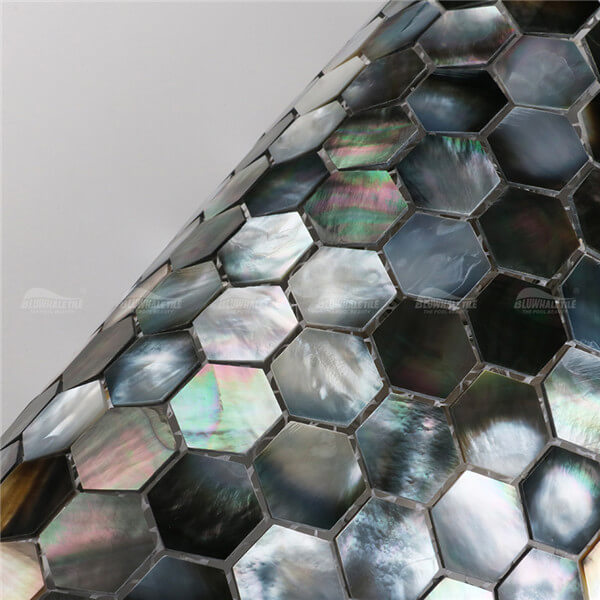 Hexagon Black Lip Natural Shell Mosaic Tile