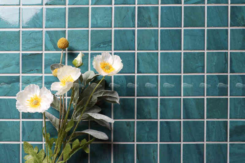 dark green pool tiles