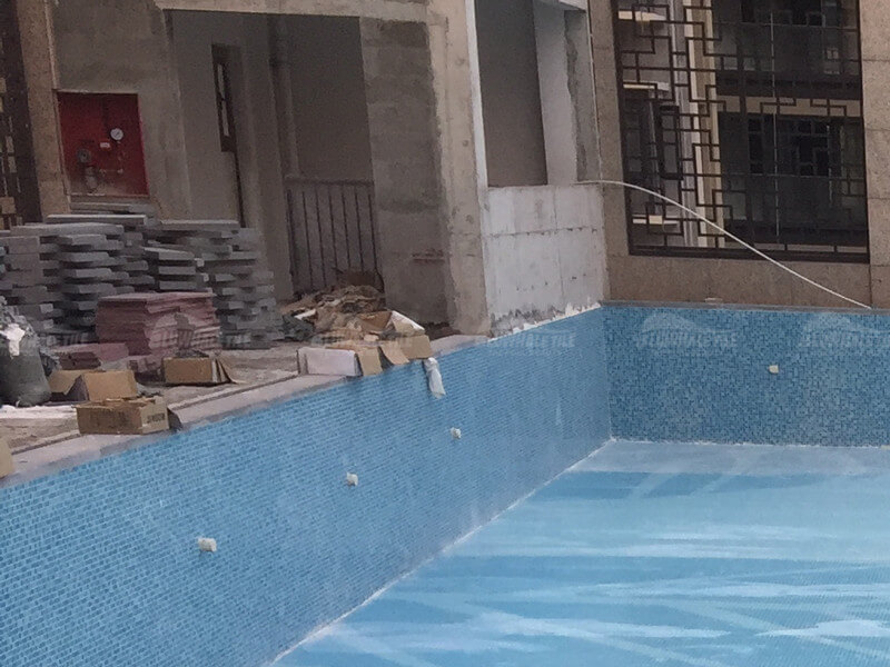 pool project with glass tile