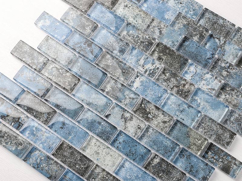 1x2 brick bone recycled glass tile