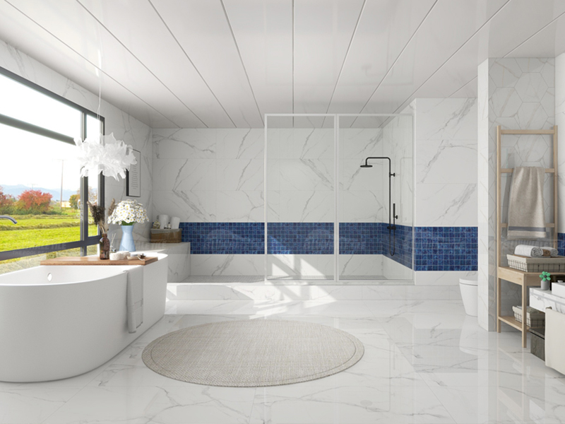 luxury bathroom design with glaze tiles